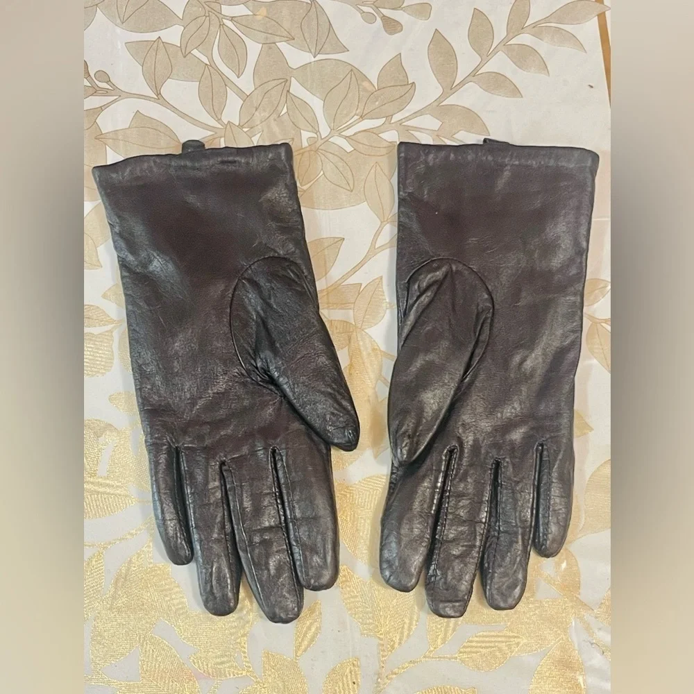 Kurshevel Leather  Lined Dark Brown  Gloves Women's Sz XL ( L)